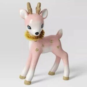 Target Wondershop 8" Retro Pink Gold Ceramic Deer Fawn Christmas Figurine